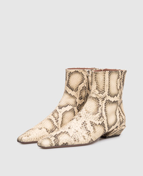 Paris Texas Beige leather boots BETTINA with reptile leather embossing PX1561XPTML
