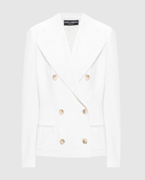 Dolce&Gabbana Ivory double-breasted jacket with silk F29WRTFUTBT