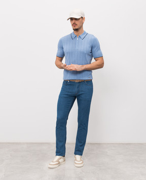 Enrico Mandelli Blue slim jeans with logo patch 0MIAMI5337