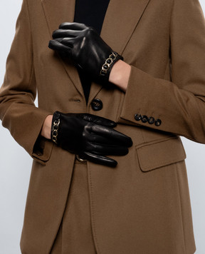 Sermoneta Gloves Black leather gloves with chain AN07FCATENACH