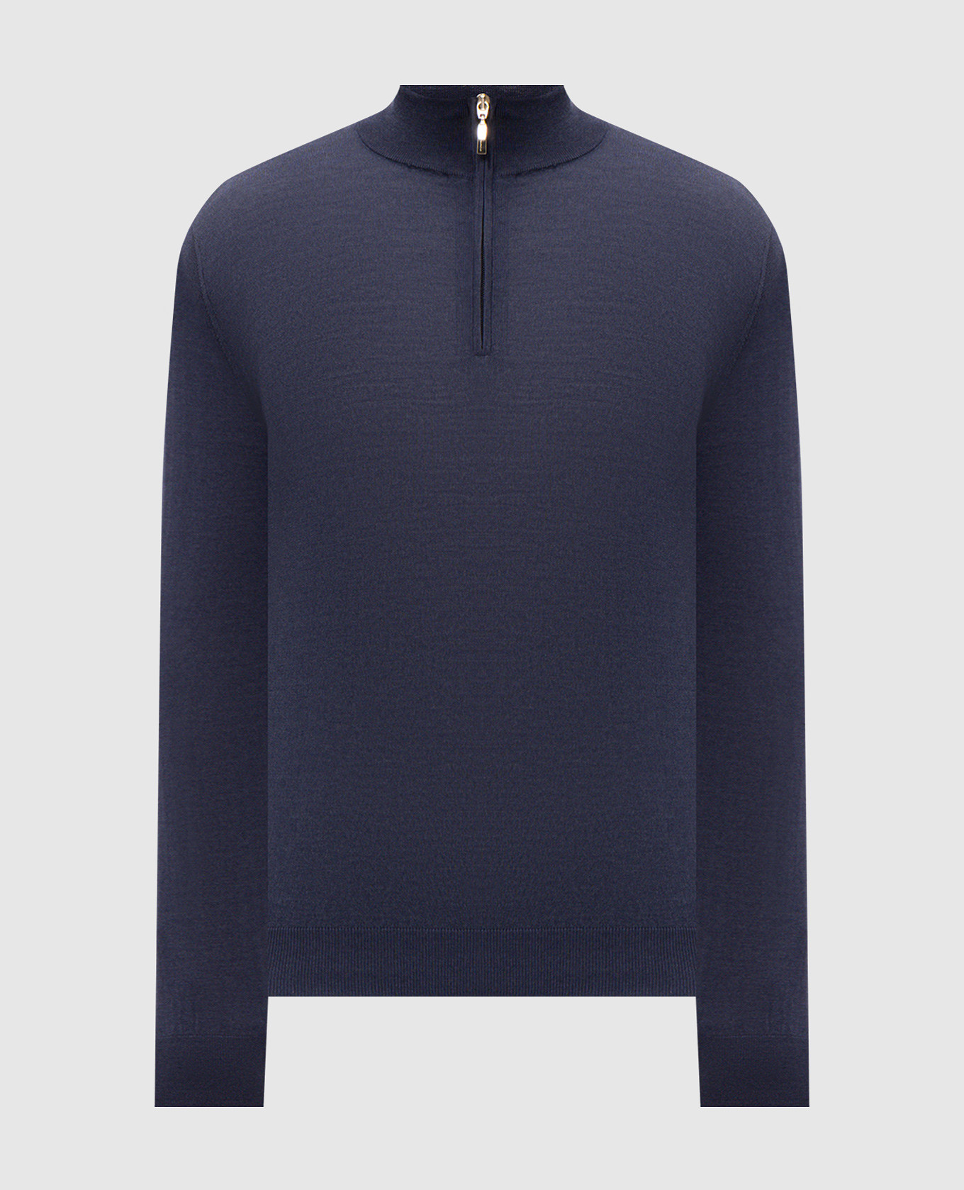 Blue wool, silk and cashmere jumper with zipper