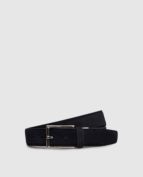Canali Blue suede belt with logo KB0047750C