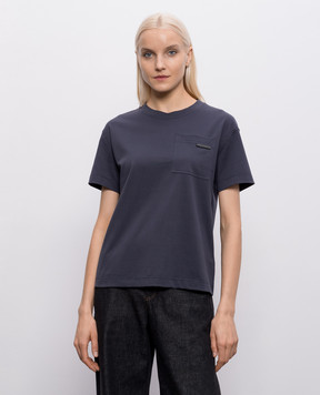 Brunello Cucinelli Blue T-shirt with chain MPT81EC710