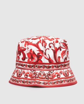 Dolce&Gabbana Children's white panama hat with branded print LB4H42FI5OI