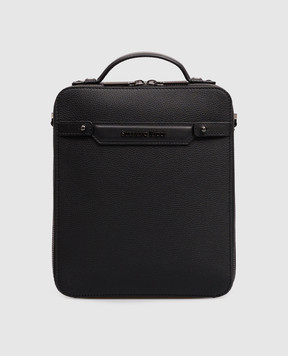 Stefano Ricci Black leather bag with metal logo ND218CG9TUCMRVH