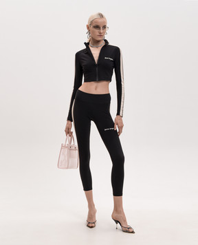 Palm Angels Black leggings with branded ribbon PWVG001S26FAB001