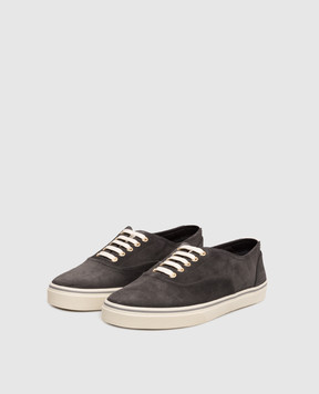 Brunello Cucinelli Grey suede sneakers with logo MZUPIGZ334