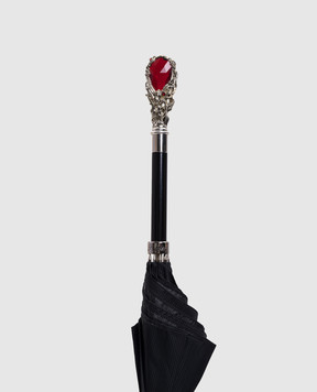 Pasotti Luxury Red Gem Black Cane Umbrella OMITUO478RASO67681