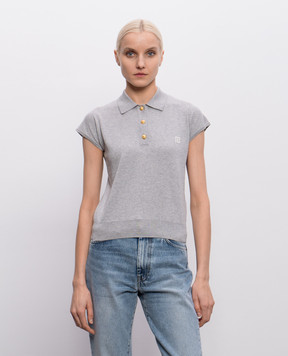 Balmain Gray polo with silk GF0GB035KJ53