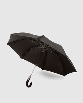 Pasotti Brown folding umbrella with pattern OMITUO64SBLUES59733