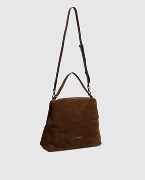 Gianni Chiarini Brown suede bag FIONA with logo BS12486CMPTY