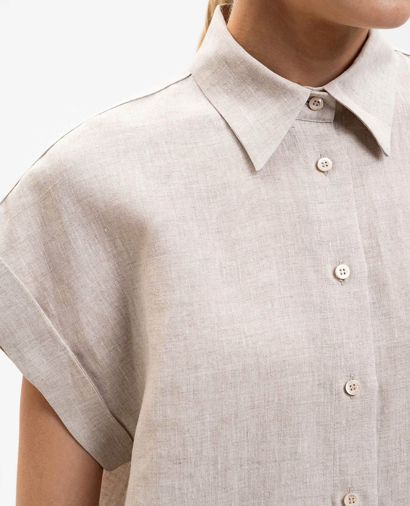 Gray linen shirt Peserico 5