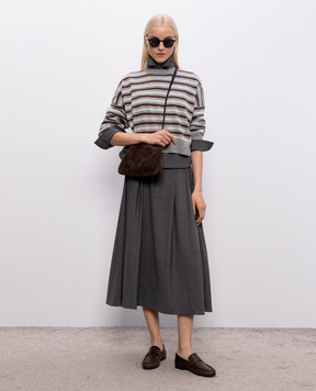 Brunello Cucinelli Gray striped wool, cashmere and silk sweater M16221900P