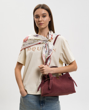 YUZEFI Gyoza logo burgundy suede bag GYOZA