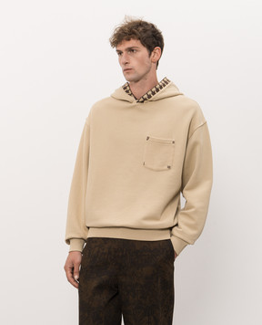Palm Angels Beige hoodie with branded print PAMBB005FL001