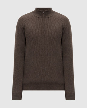 Peserico Brown cashmere jumper with zipper R59535F12E9010