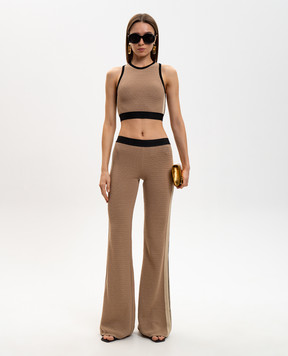 Palm Angels Brown flared pants with stripes PWHG021S24KNI001