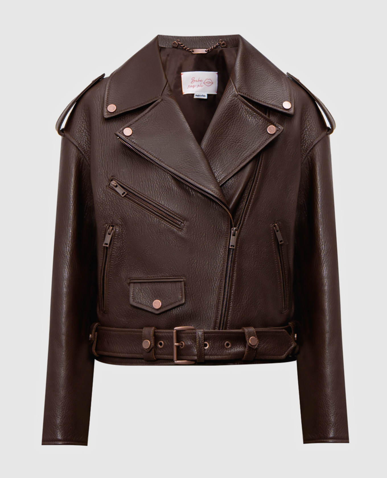 Brown leather jacket Babe Pay Pls
