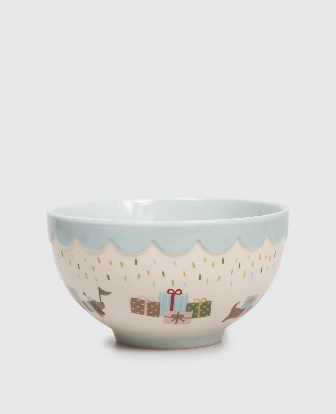 

Beige children's ceramic bowl Celebrate with print Bloomingville