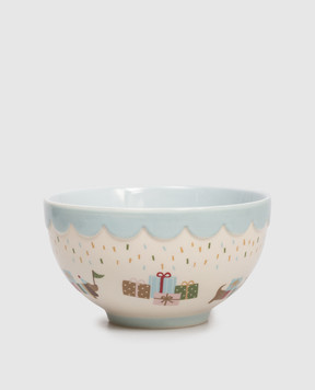 BloomingvilleMINI Beige children's ceramic bowl Celebrate with print 82063155