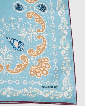 MANTERO 1902 Coral Garden Blue Silk Scarf 0904F0030G56437