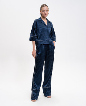 Off-White Blue pajama-style pants with logo pattern 2CA18ZF25FAB001