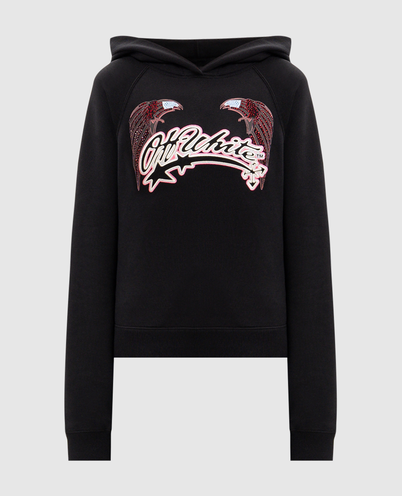Double Eagle black hoodie with Swarovski crystals