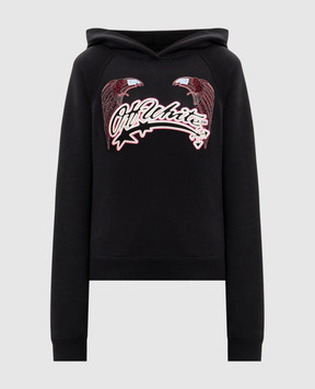 Off-White Double Eagle black hoodie with Swarovski crystals 29E00292T