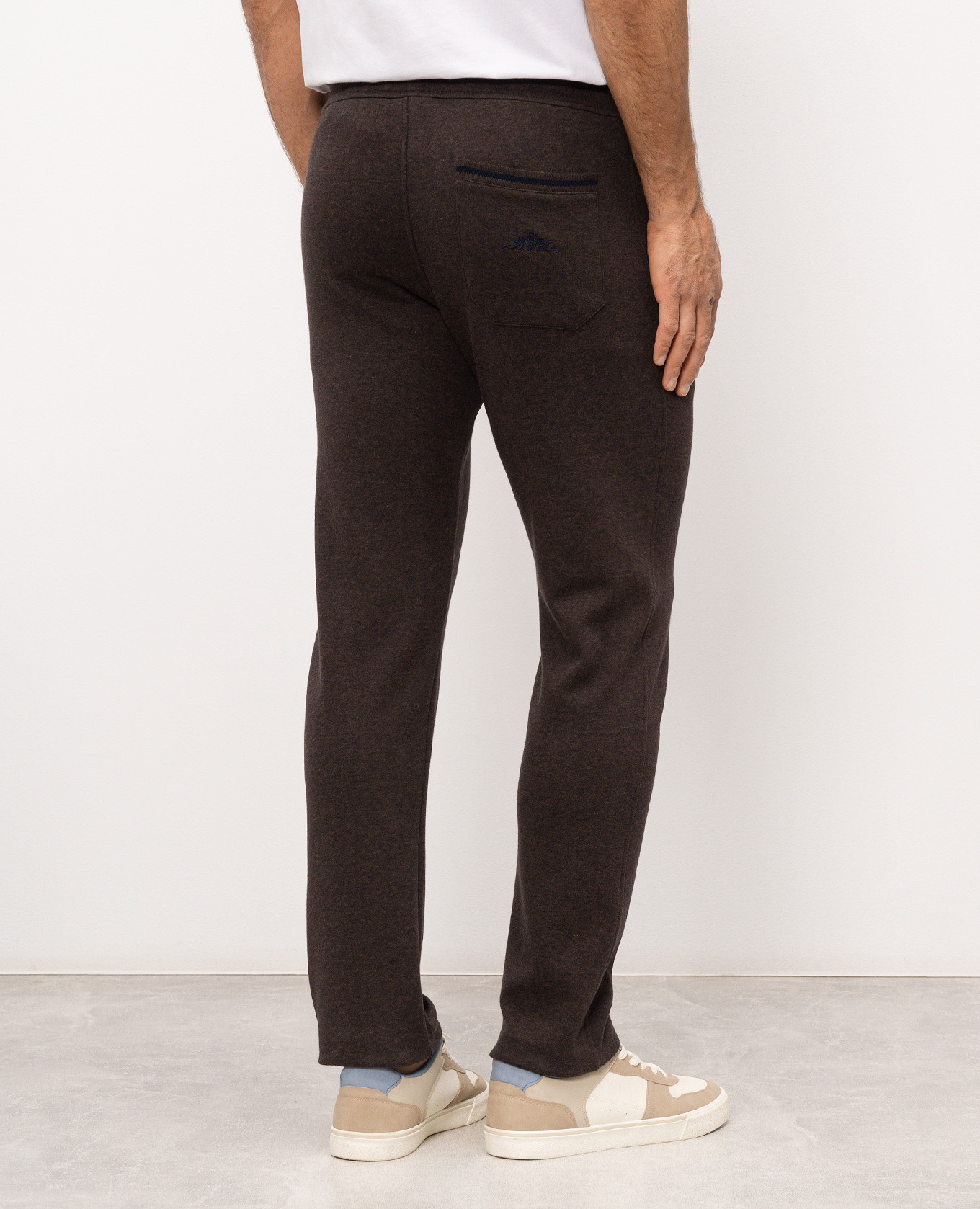 Brown pants with embroidered emblem Castangia dal 1850 4