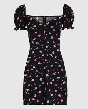 Dolce&Gabbana Black dress with floral print silk F60GOTFSA8M