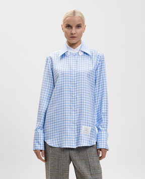 Thom Browne Blue checked silk shirt FLR016CF1040