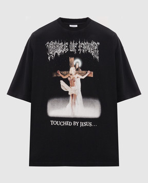 Vetements Black T-shirt with branded print MH27TR209Bm