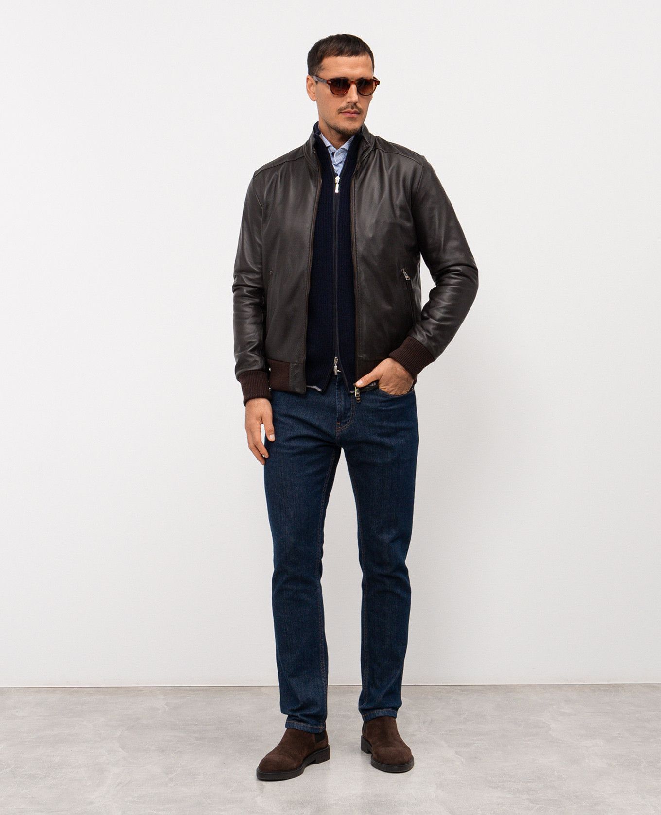 

Blue wool and cashmere cardigan Pini Parma