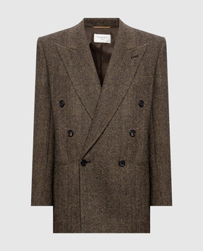 Saint Laurent Double-breasted jacket with patterned wool 859880Y3L22