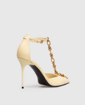 Balmain Sync yellow glossy leather shoes with chain GN1UA152LNPX