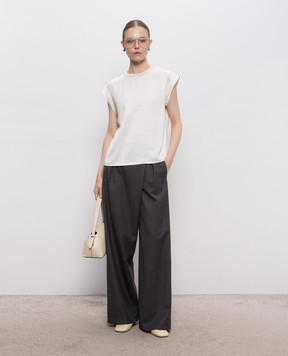 Peserico Gray wool pants with patch A0466303472