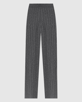 Peserico Gray wool pants with belt P0470102660