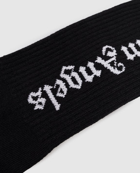 Palm Angels Children's black socks with logo PBRA005C99KNI004