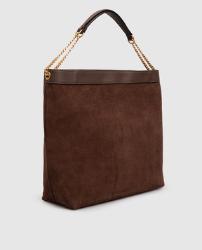Twinset Brown suede bag with embossed logo 262TD8160