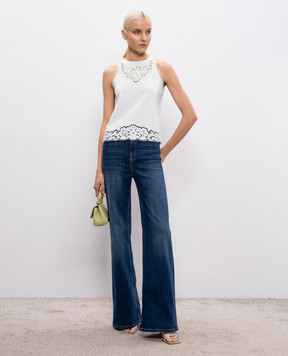Twinset Green top with Richelieu embroidery 261TP2441