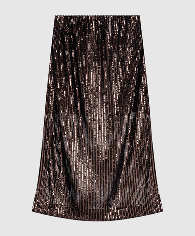 Gonna marrone con paillettes