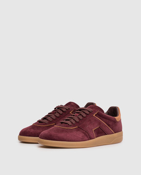 Santoni Burgundy suede sneakers with embossed logo WBPL61463FARTUBY