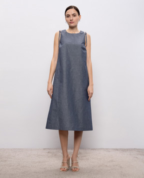Peserico Blue midi dress with monil chain S0224602688