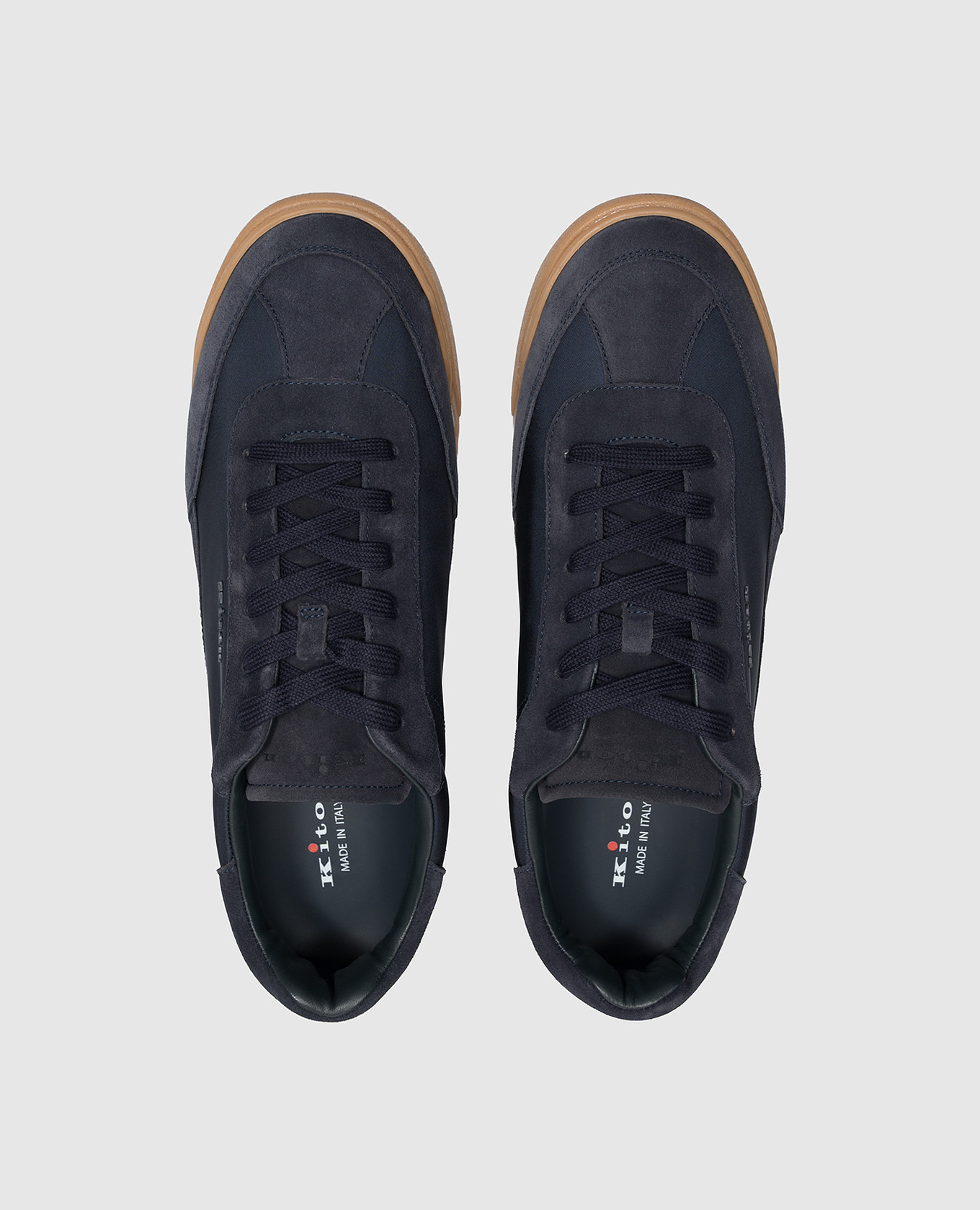 Blue logo-embossed combination sneakers Kiton 4