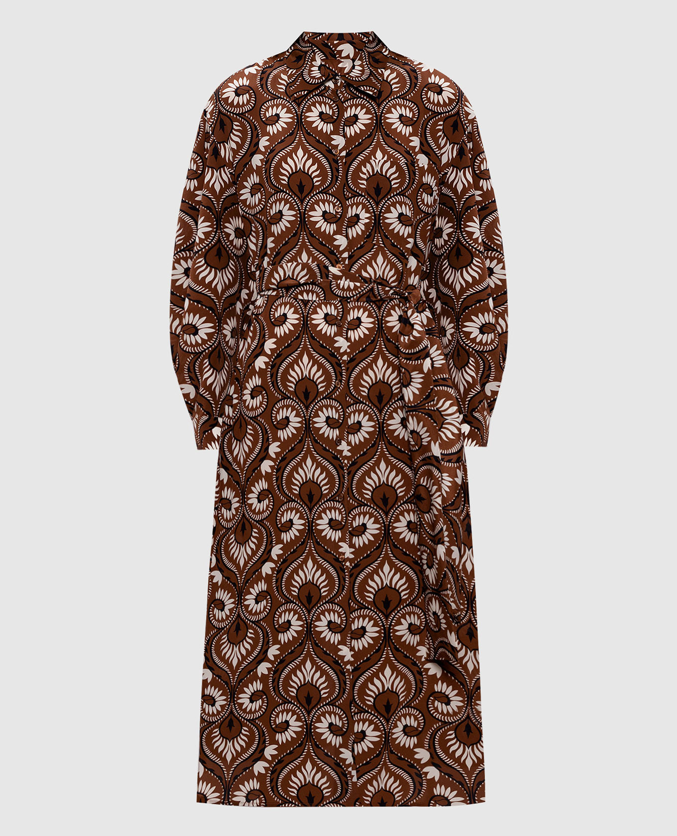 Brown WKDDOLMEN silk shirt dress