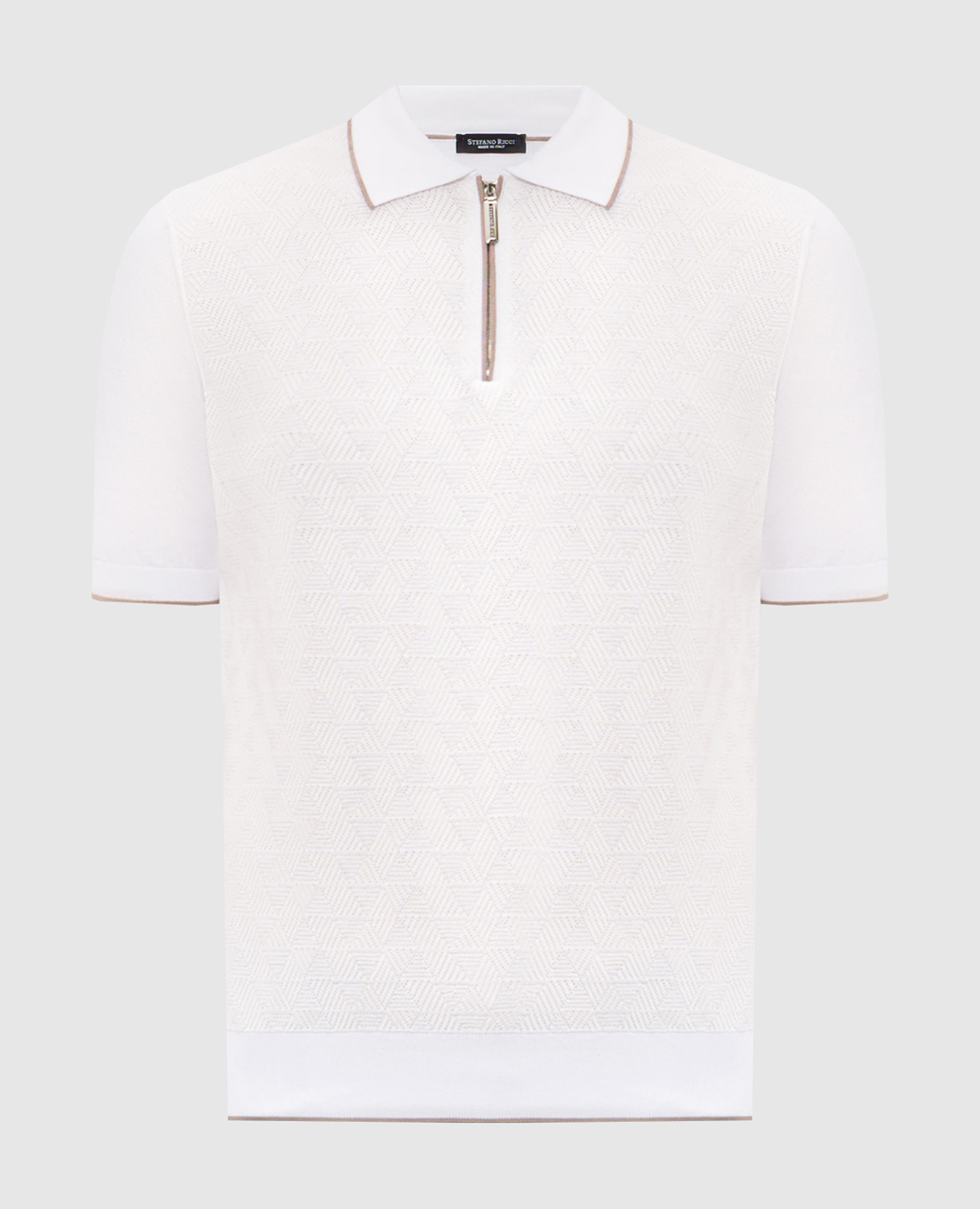 

Ivory silk polo with zip Stefano Ricci, Beige