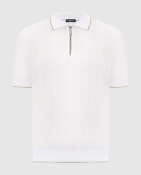 Stefano Ricci Ivory silk polo with zip K212034P31F26190