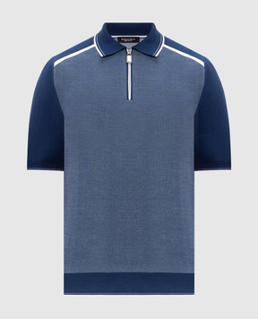 Stefano Ricci Blue polo with contrast piping K616460Z36F26222
