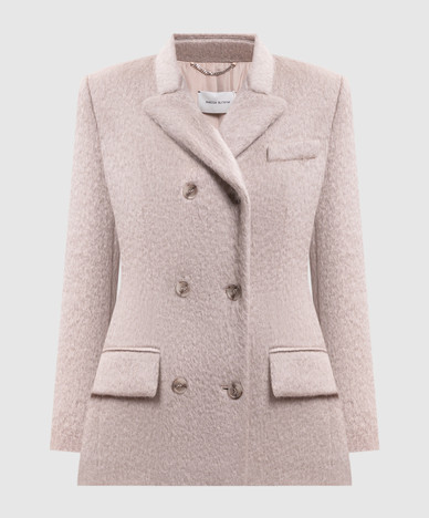 Giacca doppiopetto in lana beige