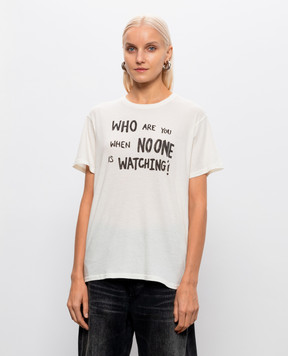R13 Ivory T-shirt with a print of the inscription R13WK001K152B